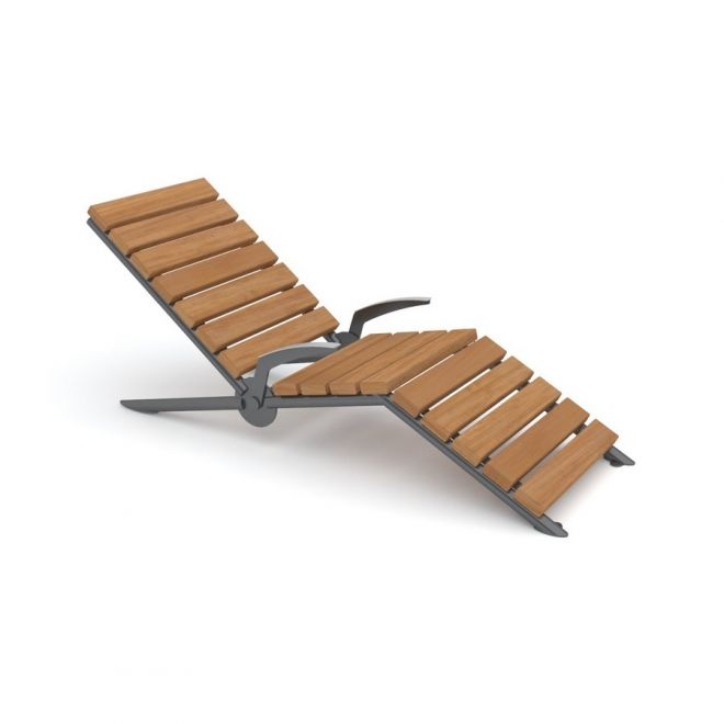 Marseille Liegestuhl aus Holz und Metall in modernem Design