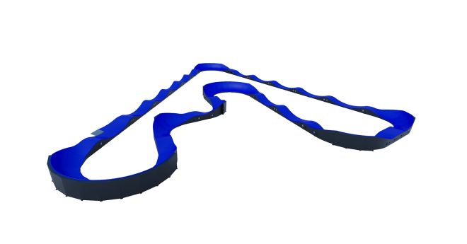 Blau-schwarze Modular Pumptrack VI Bahn auf weißem Hintergrund.