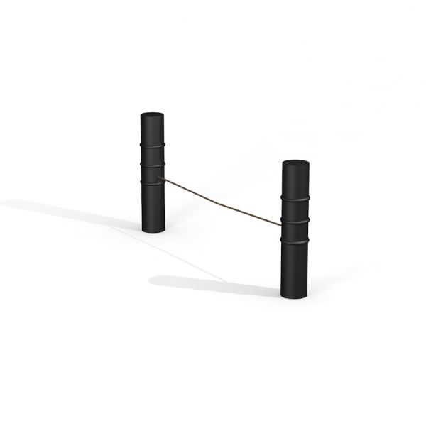 Zwei Pfosten(Ständer) Slackline für Balance-Training auf weißem Hintergrund.