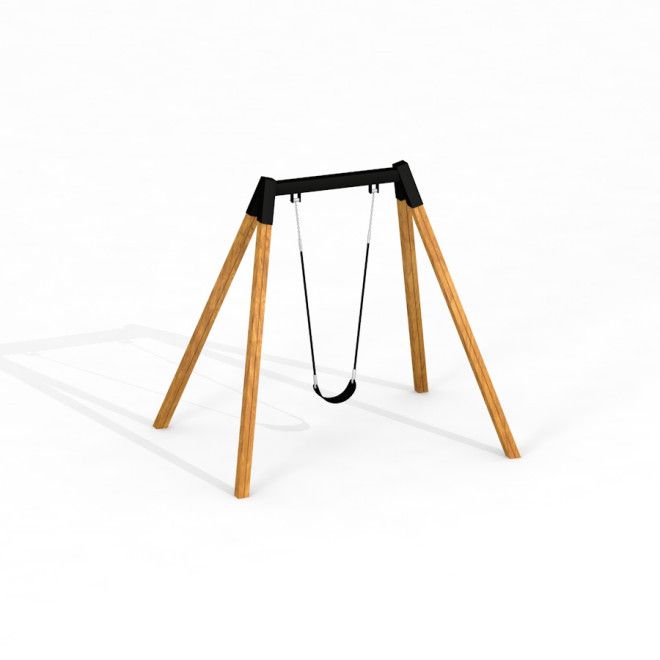 Flexi Seat Swing Holz-Schaukel mit schwarzer Sitzfläche für den Spielplatz