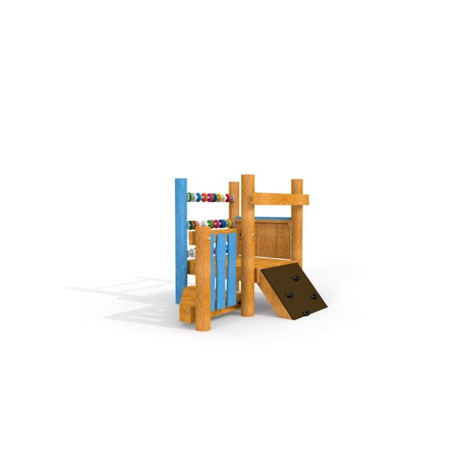 Kapitänsbrücke Kletter- und Spielgerät aus Holz mit Abakus und Rampe für Spielplatz