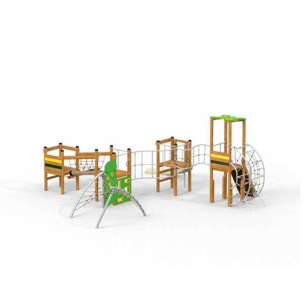 El Dorado Spielturm mit Rutsche, Kletterwand und Klettergerüst für Kinder.