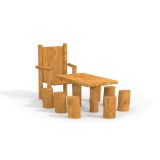 Tisch mit Stuhl und Hockern Robinie