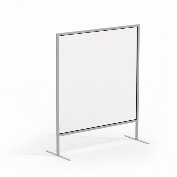 Freistehende Glaswand 100 x 100 cm mit Metallrahmen in minimalistischem Design.
