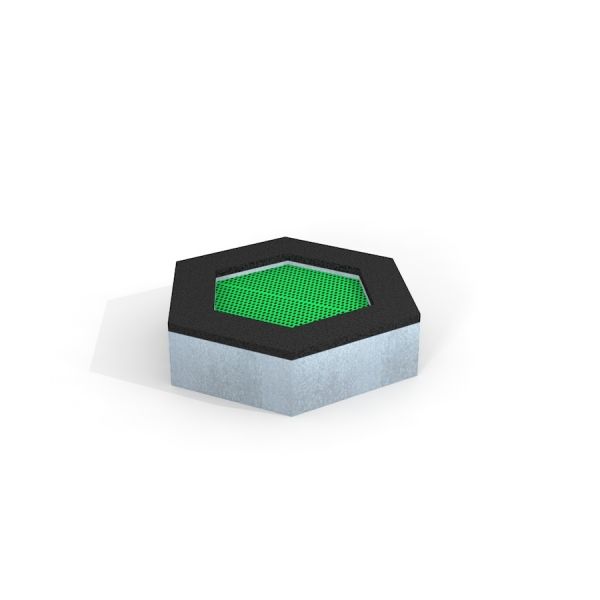 Sechseckiges Honeycomb Trampolin auf weißem Hintergrund