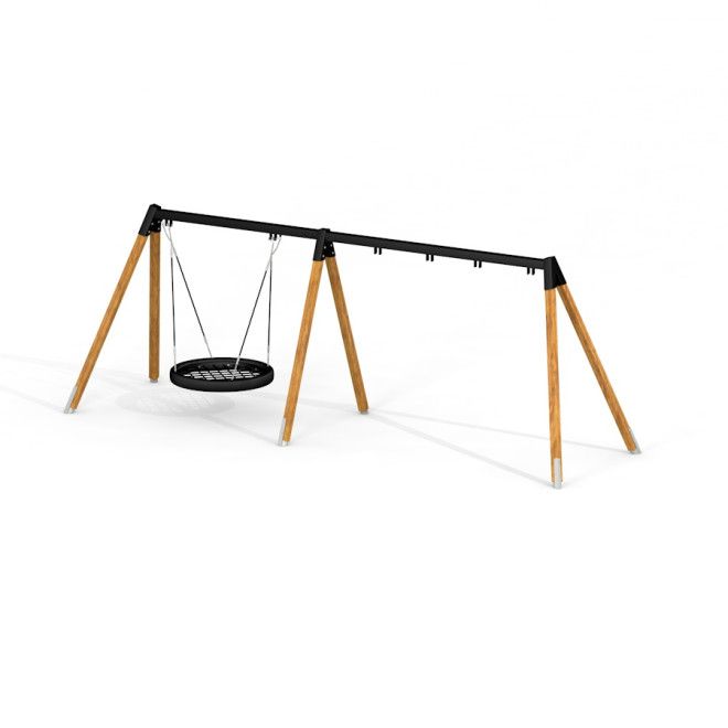 Bird Nest Swing Frame 1 + 2 Spielplatz Schaukelgestell aus Holz und Metall mit Vogelnestschaukel
