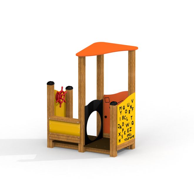 Spielhaus Kleiner Kapitän für Kinder mit Rutsche und Klettermöglichkeit.