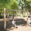 Kinder spielen auf Natur Schaukel Eco im Park.