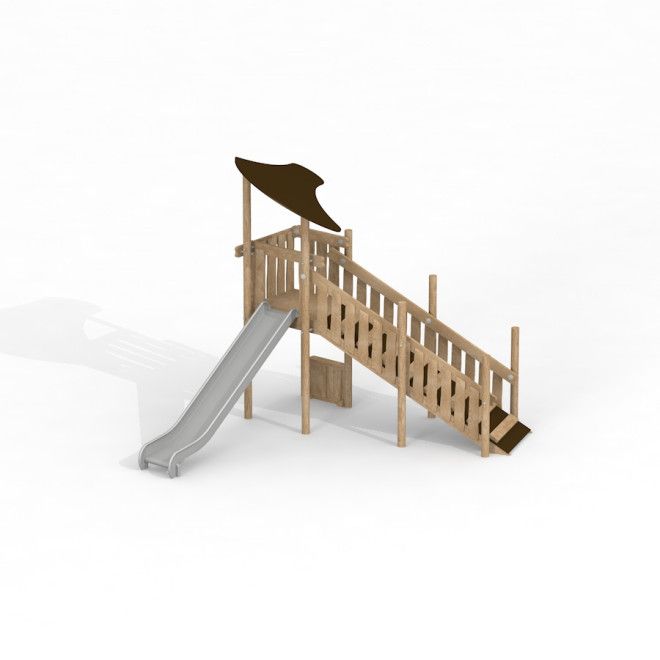 Elbrus Spielturm mit Rutsche Eco aus Holz für Kinderspielplatz