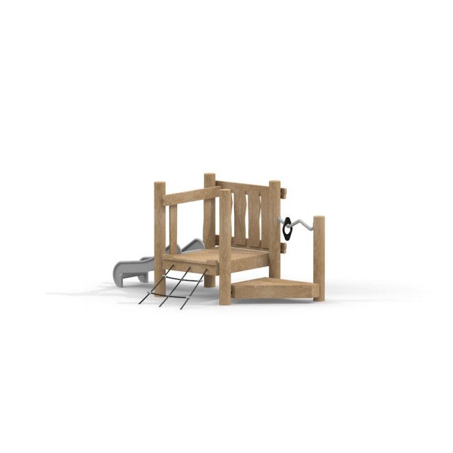 Brückendeck Rutsche Eco aus Holz mit Kletterseil und Rutsche für Spielplatzgebrauch