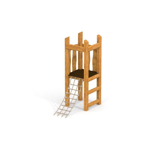 Holzspielhaus Spielhäuschen Nemo Uvala mit Leiter und Kletternetz.