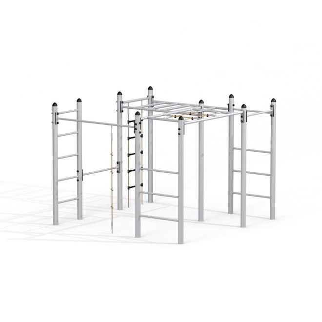 Schimpansen-Spielset aus Metal Klettergerüst für den Spielplatz mit Leitern und Kletterseilen.