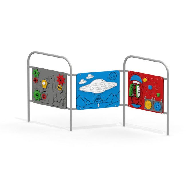 Zyg Zag interaktives Spielwand-Set mit bunten Lern- und Bewegungselementen für den Spielplatz.