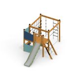 Klettergerüst mit Kletternetz und Rutsche