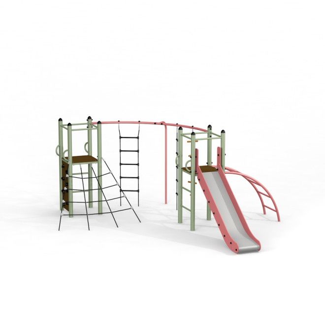 Hai Klettergerüst mit Rutsche, Kletterleiter, Netz und Rutsche für den Spielplatz.