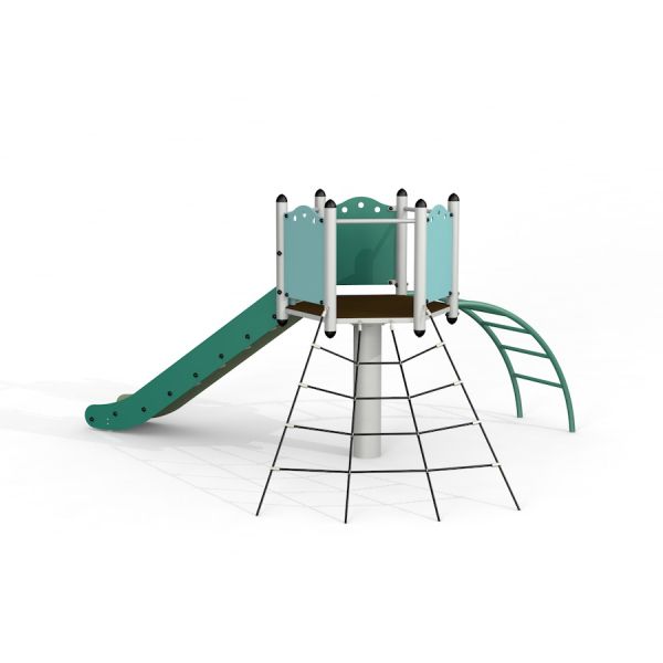Kletterturm Krähennest mit Rutsche und Metallleiter für Kinder
