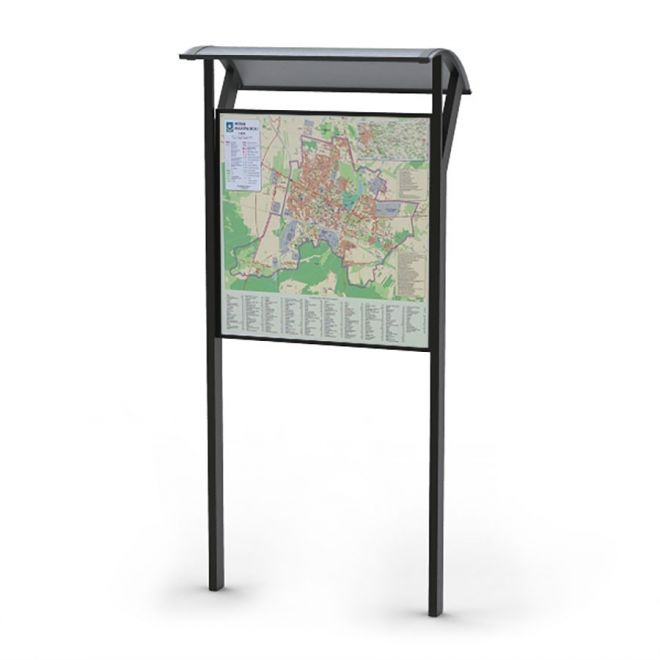 Informationsstafel mit Karte von Kemi, freistehend in modernem Design