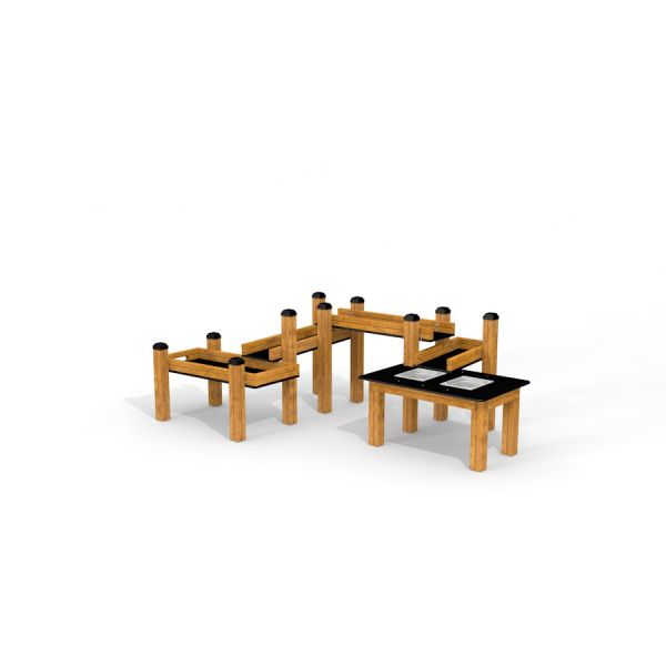 Holz-Spieltisch und Sitzgelegenheiten für Kinder, Sand & Matschanlage Nature