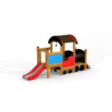 Lokomotive Spielhaus mit Rutsche