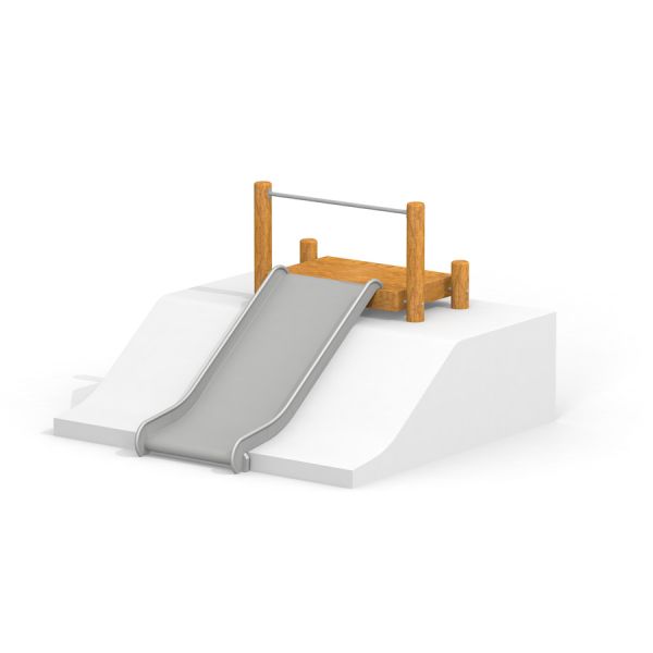 Breite Hangrutsche h120 mit Holzelementen für Kinder.