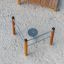 Training Twist & Sit Spielgerät aus Holz und Metall für den Spielplatz mit drehbarem Sitz.