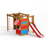 Klettergerüst mit Kletterwand und Rutsche