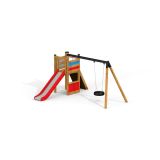 Einzel Rutsche mit Spielturm und Reifenschaukel