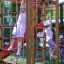 Kinder spielen auf der Twister Spielanlage mit Rutsche und Kletterelementen im Freien.