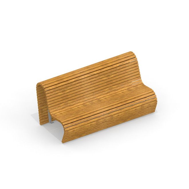 Sofa Wave aus Holzlatten, moderne Sitzbank für den Außenbereich oder Spielplatz.