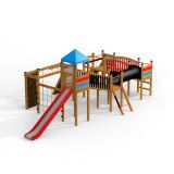 Piraten Basis Spielanlage mit Kletterwand, Tunnel und Rutsche