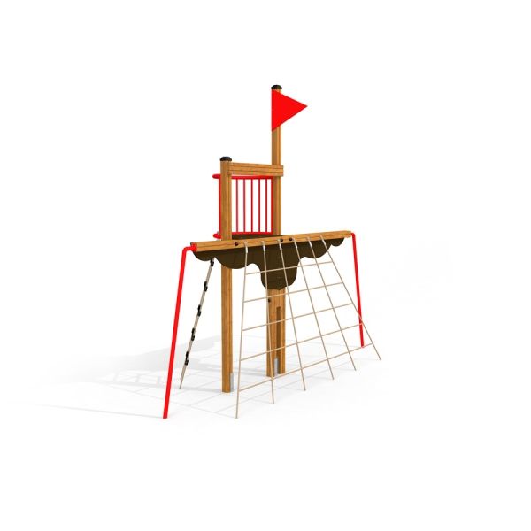 Mast Klettergerüst mit roter Fahne und Netz für Kinder