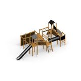Spieltürme mit Tunnel, Kletterwand und Rutsche